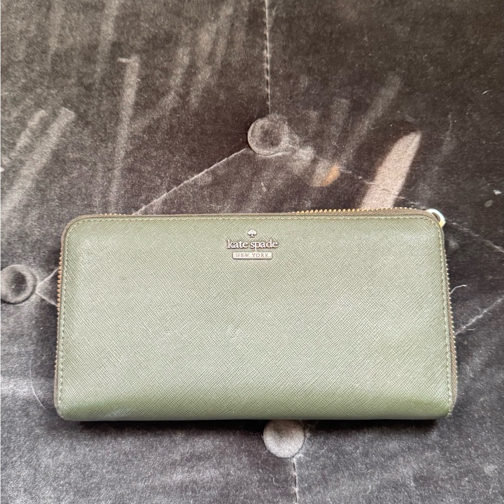 Kate Spade Olive Green Zip Wallet